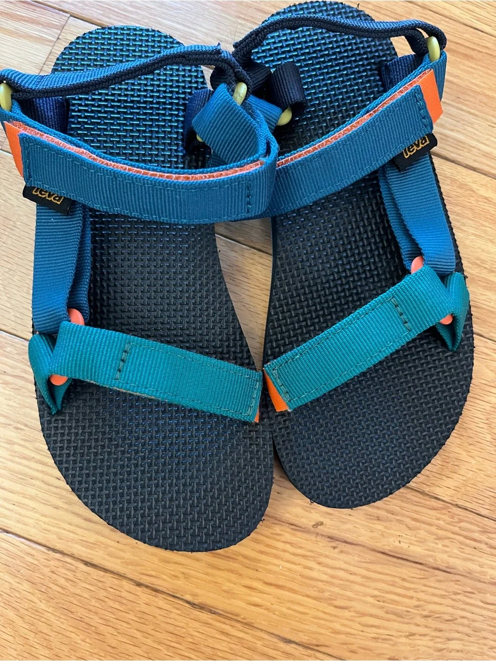 Teva Teal blue and Orange Kids Sandals with Yellow Accents Sz 2 shoes